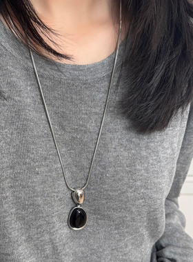 黑玛瑙吊坠长款项链女款2026新款