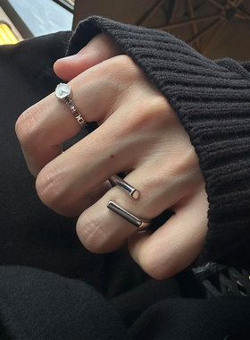 冷淡风方形开口戒指女小众设计感
