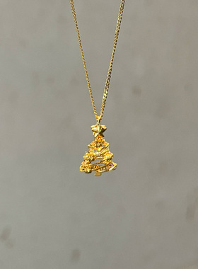 金色圣诞树星星项链女款2025新款