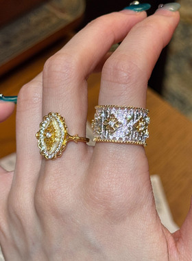 中古拉丝太阳花戒指女轻奢高级感