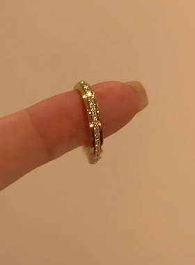 可转动排钻满天星戒指女轻奢高级