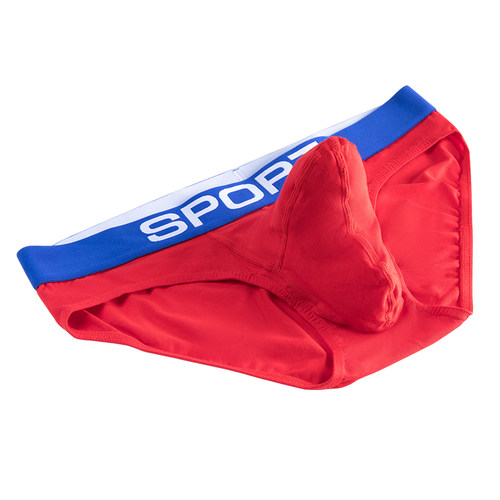 自然凸枪弹式分离男士内裤三角纯棉U凸囊袋底裤大红色本命年性感 - 图3