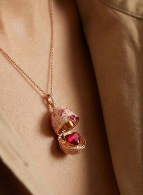 欧美跨境新品粉韵彩色项链轻奢可开合设计母亲节送礼小众项链