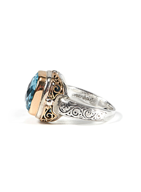 希腊蓝色宝石复古百搭气质戒指