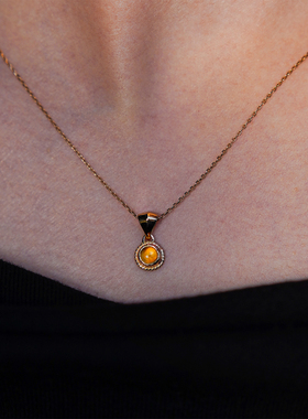 =silvarie=GOD SUNS 日本定制 18K玫瑰金绳黄水晶 日系气质项链女