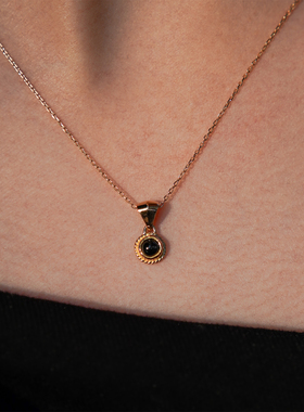 日本制玫瑰金黑星石日系甜酷项链
