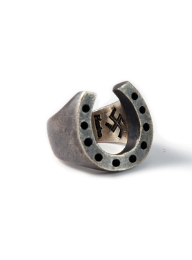 HOZHO男女纯银复古马蹄铁戒指