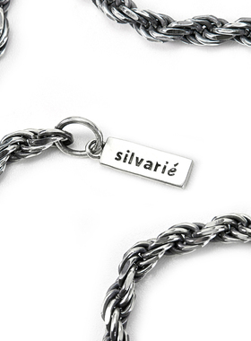silvarie自产做旧麻花链纯银项链