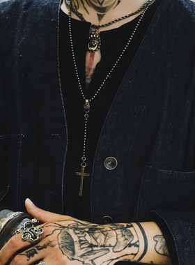 日本十字架项链男女美式复古小众