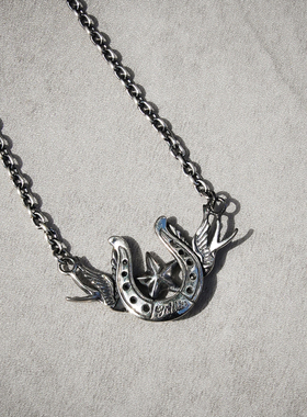 galcia日本做旧手工马蹄铁项链