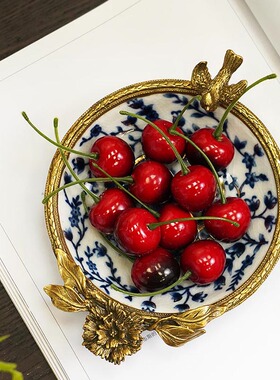 青花陶瓷新古典收纳盘费灵手绘