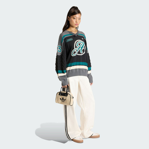 adidas阿迪达斯三叶草宽松套头衫毛衣2026春女V领针织衫 KS6459 - 图1