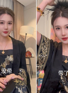 明星同款四倍毛量大号发饰羽毛发夹女毛毛黑色发抓高颅顶夹子发饰