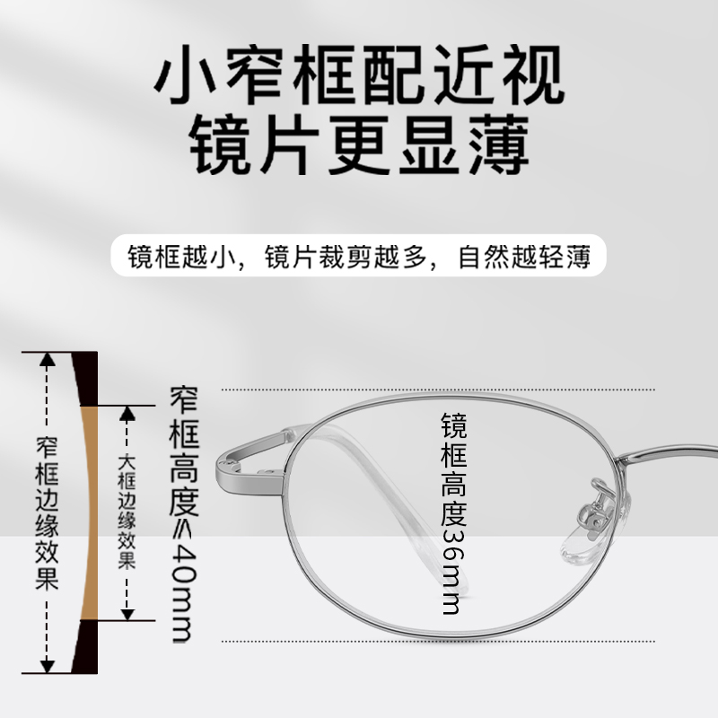 超轻钛架银丝椭圆小框眼镜近视女可配高度数清冷感适合小脸眼睛架 - 图3