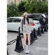 SG / 杨依姗 FW复古慵懒洋气撞色条纹叠穿打底圆领休闲长袖T恤女