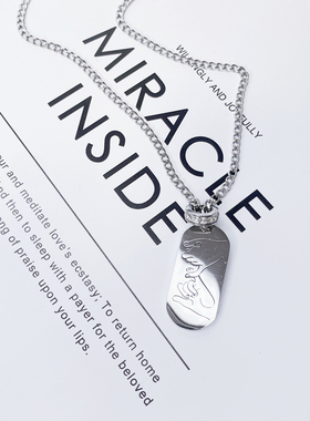 钛钢男女个性勾手指项链