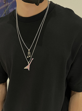 钛钢潮男女原创街头摇滚双层项链