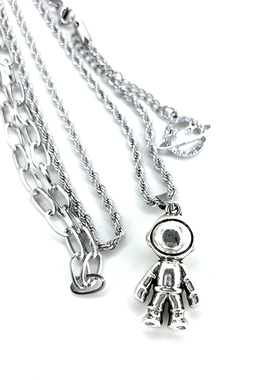 原创ins百搭双层宇航员项链