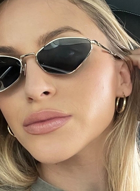 法式凯旋门复古多边形金属墨镜女网红时尚凹造型防紫外线太阳眼镜