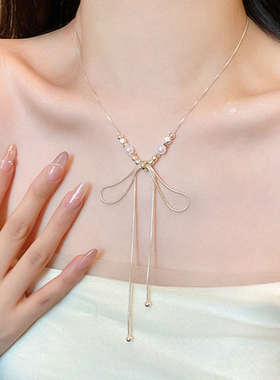 超美ins蝴蝶结项链轻奢