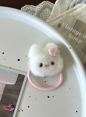 腮红小花兔发圈儿童布艺发圈