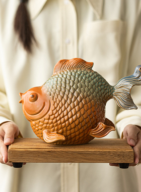 陶瓷招财国潮客厅工艺品鱼摆件