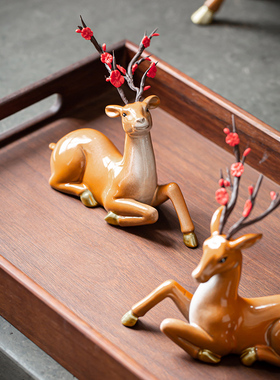 新中式家居客厅玄关梅花鹿新房