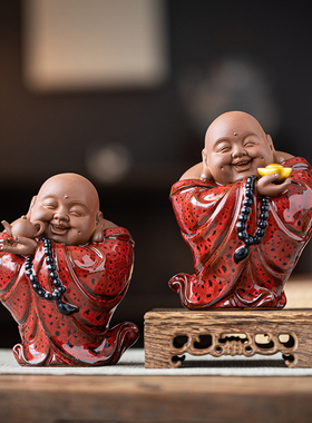 疯猴陶瓷招财中式玄关弥勒佛佛像