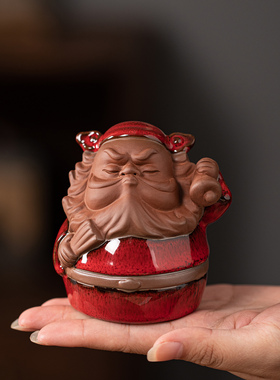 陶瓷五福临门Q版欢喜小将招财弥勒佛财神 钟馗 月老 关公桌面摆件