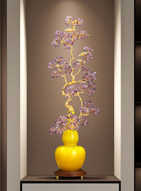 竖高葫芦摆件进门玄关紫水晶装饰