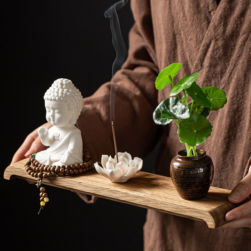 炼器中式小如来摆件创意陶瓷家用禅意香薰炉茶桌檀香线香插装饰品 - 图2