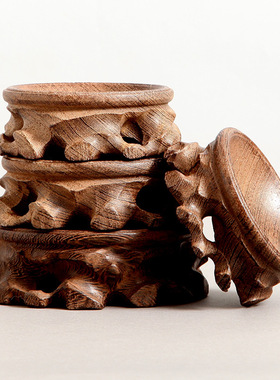 实木红木质水晶球底座摆件蛋雕文玩核桃葫芦圆形底座底托