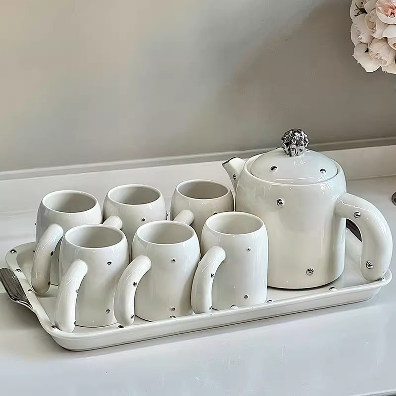 轻奢陶瓷茶具套装全套精致下午茶茶壶茶杯一整套设计感仙人掌水具 - 图0