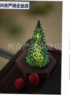 ins圣诞树h水晶玻璃氛围小夜灯装饰摆件新年生日礼物家居轻奢摆,