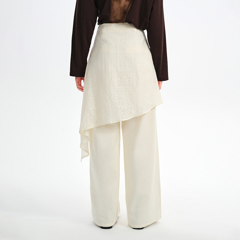 芊素慵懒风白色休闲百搭长裤秋季小众设计高腰显瘦阔腿裤5353017,淘宝优惠券,粉丝福利购,淘宝优惠卷