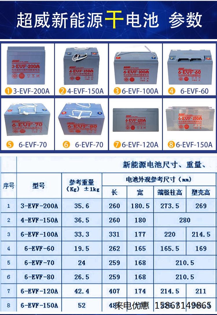 超威电动汽车免维护蓄电池/3-EVF-200Ah6V200A 48V60V72V100ah120 - 图3