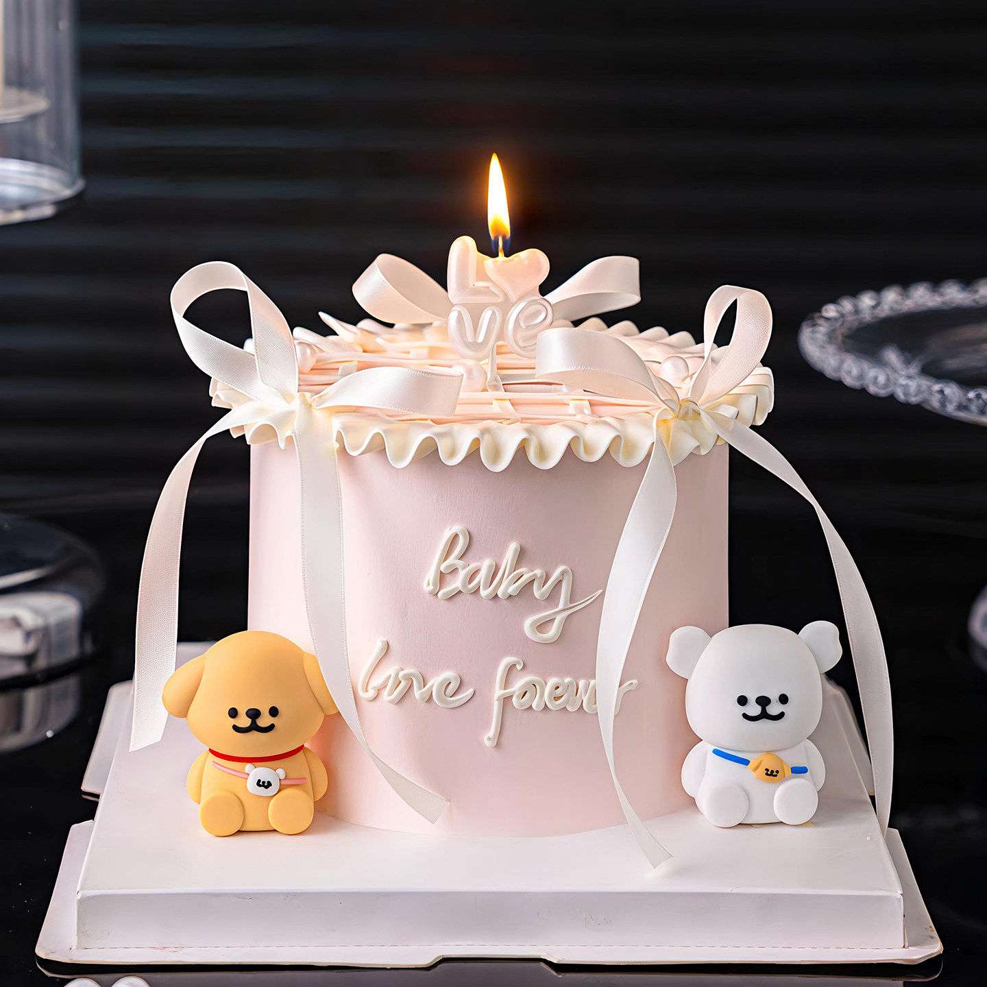 包邮网红情人节蛋糕装饰摆件卡通背包小狗浪漫珠光Love蜡烛插件,淘宝优惠券,粉丝福利购,淘宝优惠卷