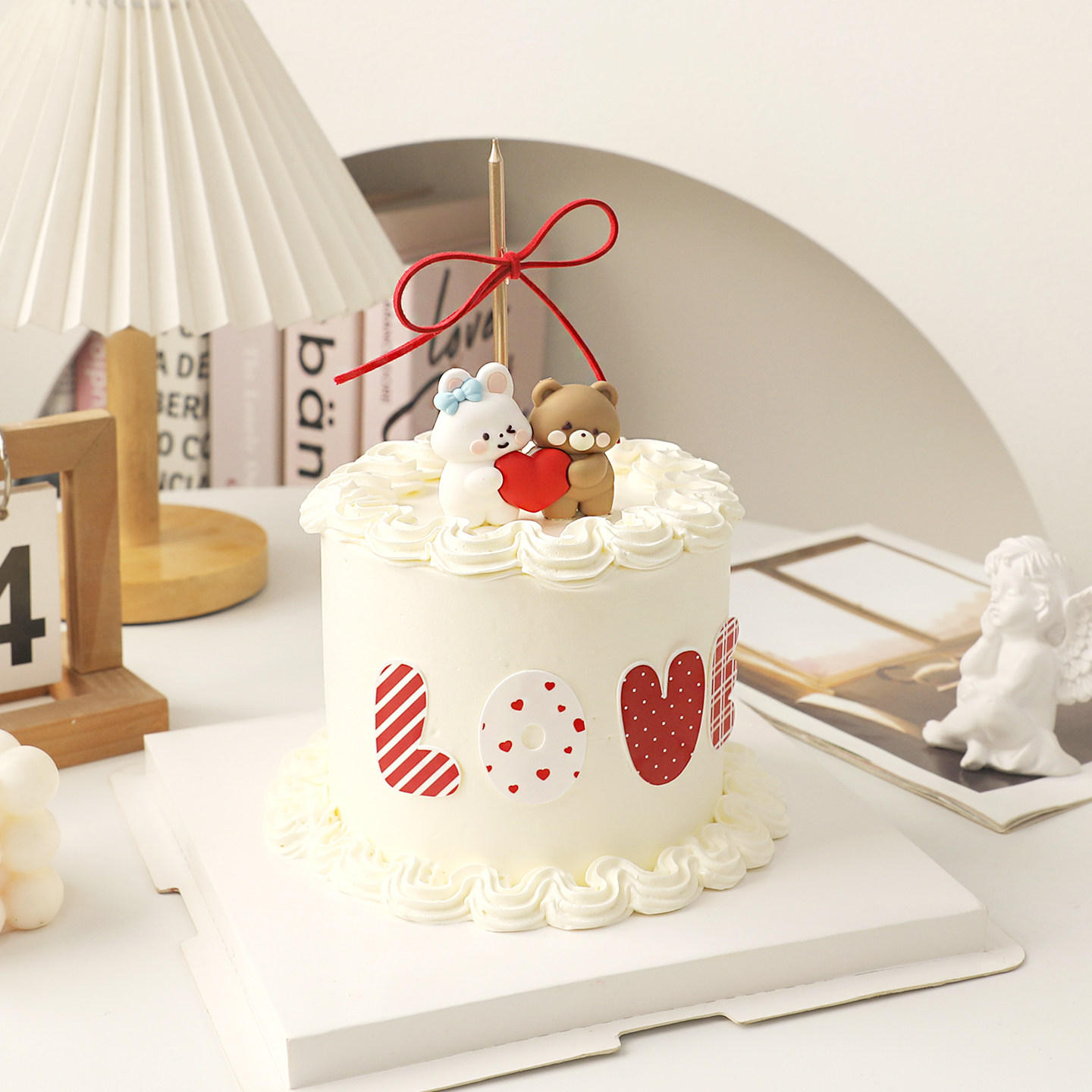 包邮网红情人节卡通软胶熊兔抱心摆件LOVE甜品派对 生日蛋糕装饰,淘宝优惠券,粉丝福利购,淘宝优惠卷
