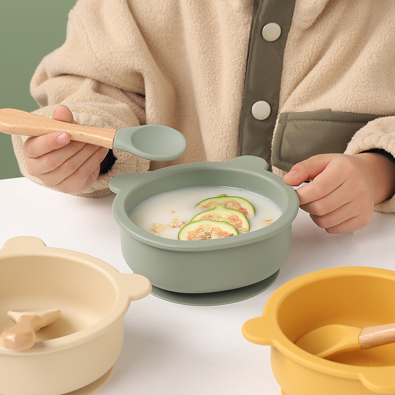 可爱小熊宝宝专用吃饭碗硅胶吸盘碗防摔防烫儿童餐具婴儿碗辅食碗 - 图1