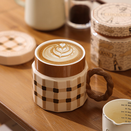 复古马克杯带盖陶瓷咖啡杯高档精致好看的杯子礼盒礼物水杯办公室 - 图2