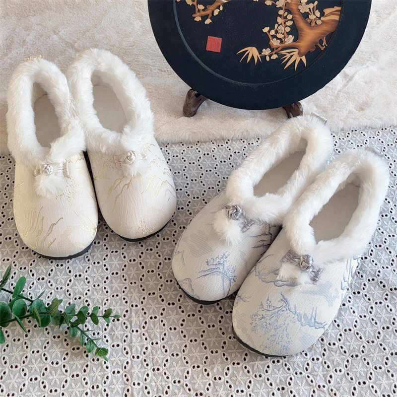 新款中式国风老北京布鞋女冬季加绒复古妈妈鞋保暖绣花汉服棉鞋子,淘宝优惠券,粉丝福利购,淘宝优惠卷