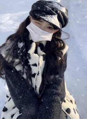 日系山本风黑色褶皱贝雷帽