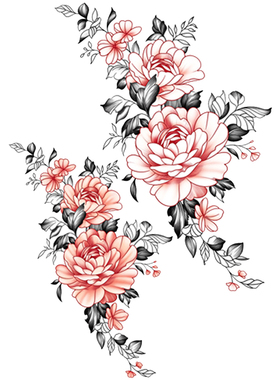 唯美文艺少女花朵花臂大腿纹身贴