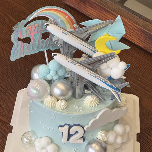 毕业季卡通飞机模型蛋糕装饰摆件飞行员儿童男孩生日烘焙插件配件 - 图0