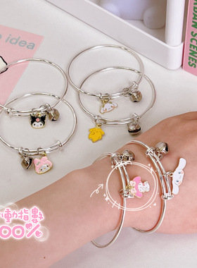 可爱狗手镯小手链闺蜜三人手镯情侣可爱铃铛手环学生饰品卡通萌