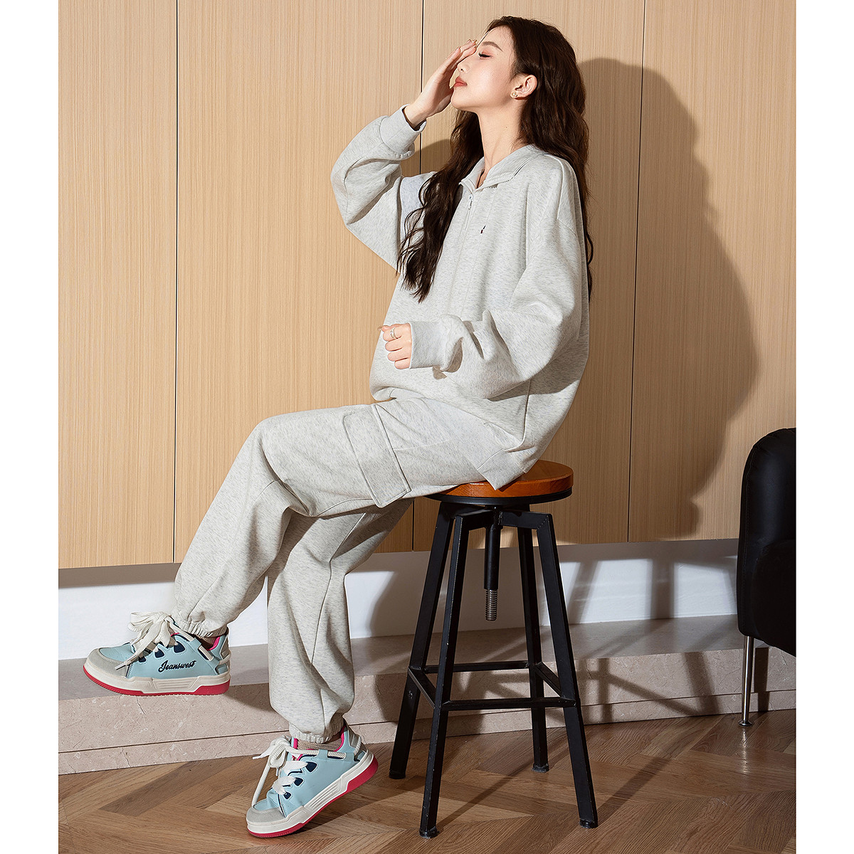 唐狮半拉链卫衣套装小个子宽松跑步户外休闲运动套装女开春D8tu,淘宝优惠券,粉丝福利购,淘宝优惠卷