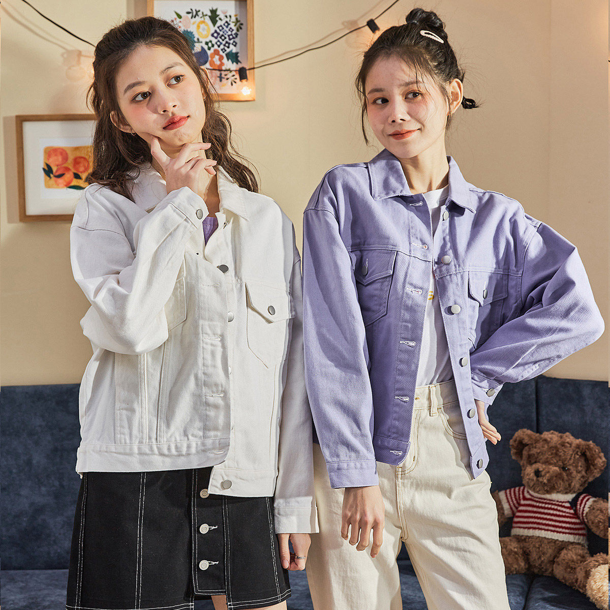 唐狮春秋装新款宽松韩版复古流行潮 唐狮outlets店短外套