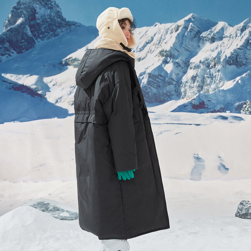 唐狮轻薄黑色冬季新款超长款羽绒服 唐狮outlets店羽绒服