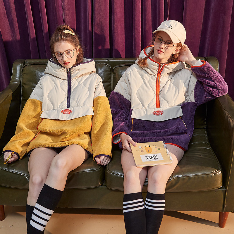 唐狮冬季新款羽绒服仿羊羔绒潮卫衣 唐狮outlets店羽绒服