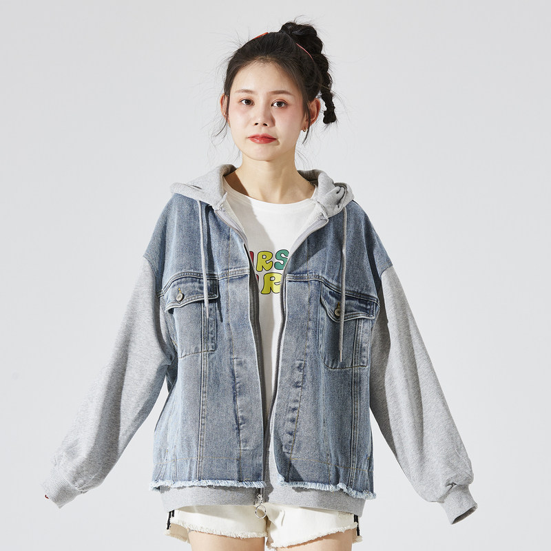 唐狮2022新款春装牛仔女短款牛仔衣 唐狮outlets店短外套